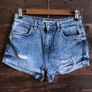Topshop Moro Hallie High Rise Distressed Shorts